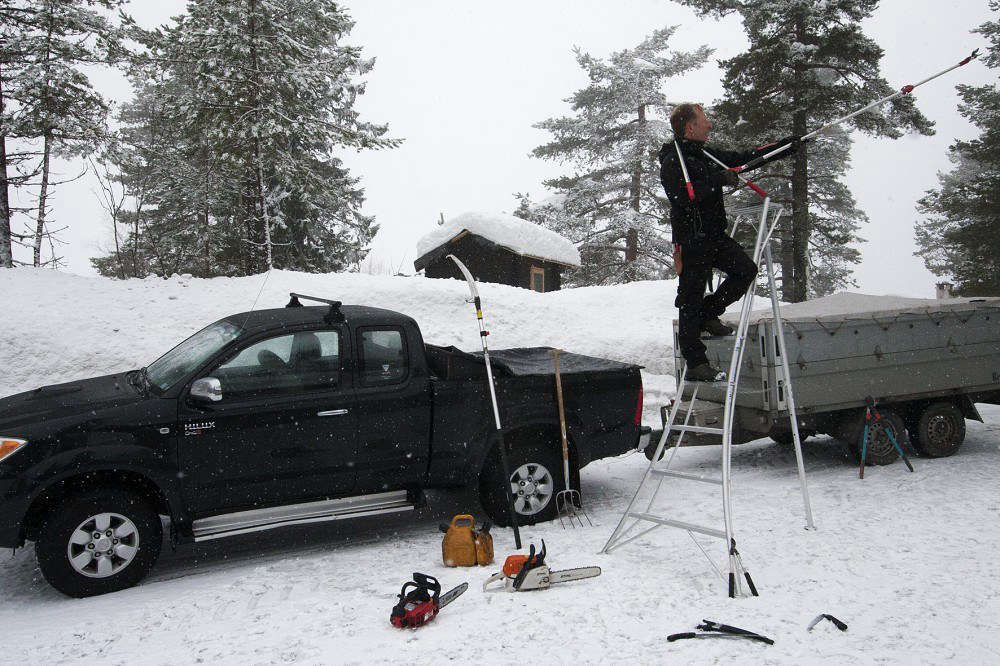 A Niwaki Tripod Ladder (£7.50) has a stable base and will make the job feel a lot less wobblier. Here, HOLE Hagesenter designers prepare to prune pine trees in Norway.