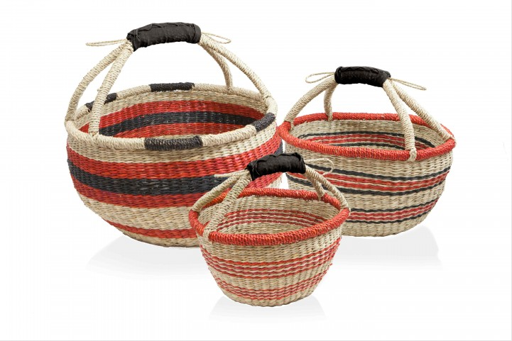 colorful woven harvest baskets from barebones gardenista