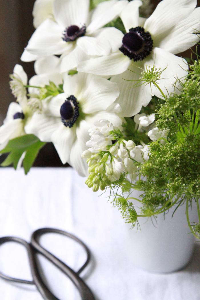 bouquet of the week splurge on black and white anemones gardenista