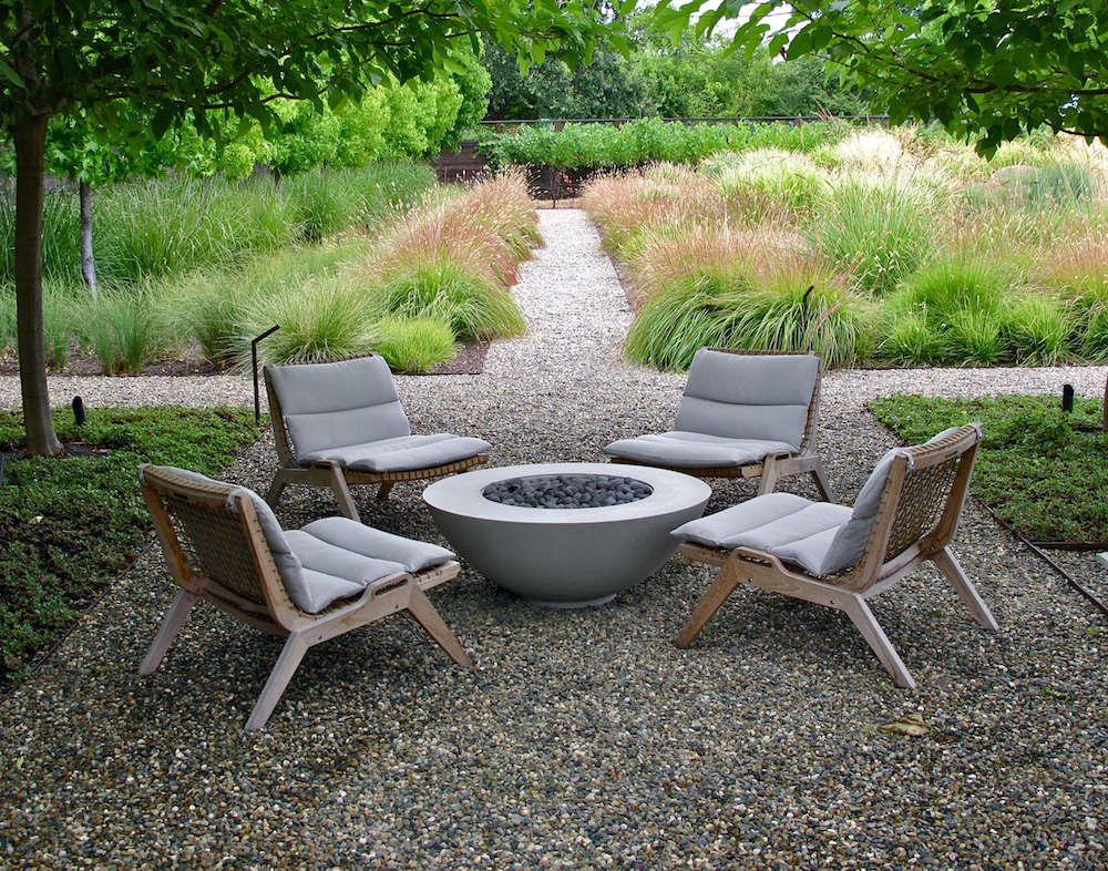 patio set on grass