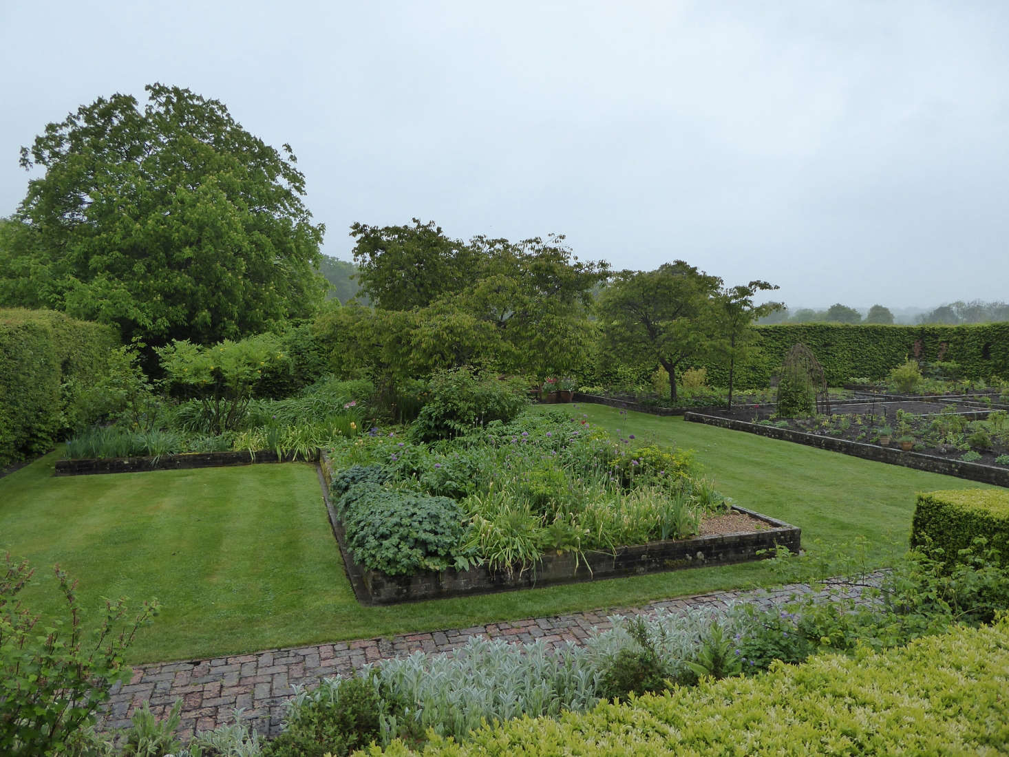 The vast brick raised beds in the Dutch Garden, which is thought to have been designed by Edwin Lutyens, who was having an affair with Vita’s mother.
