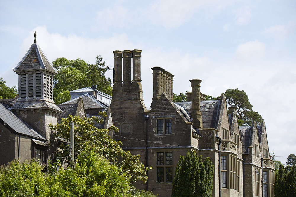 The oldest parts of the house date to the 1600s and the imposing Victorian gothic façade was added in 1850.