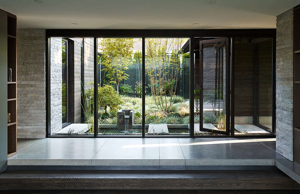 The courtyard’s footprint remained the same, but a water feature planted with water lily and papyrus is a new addition.