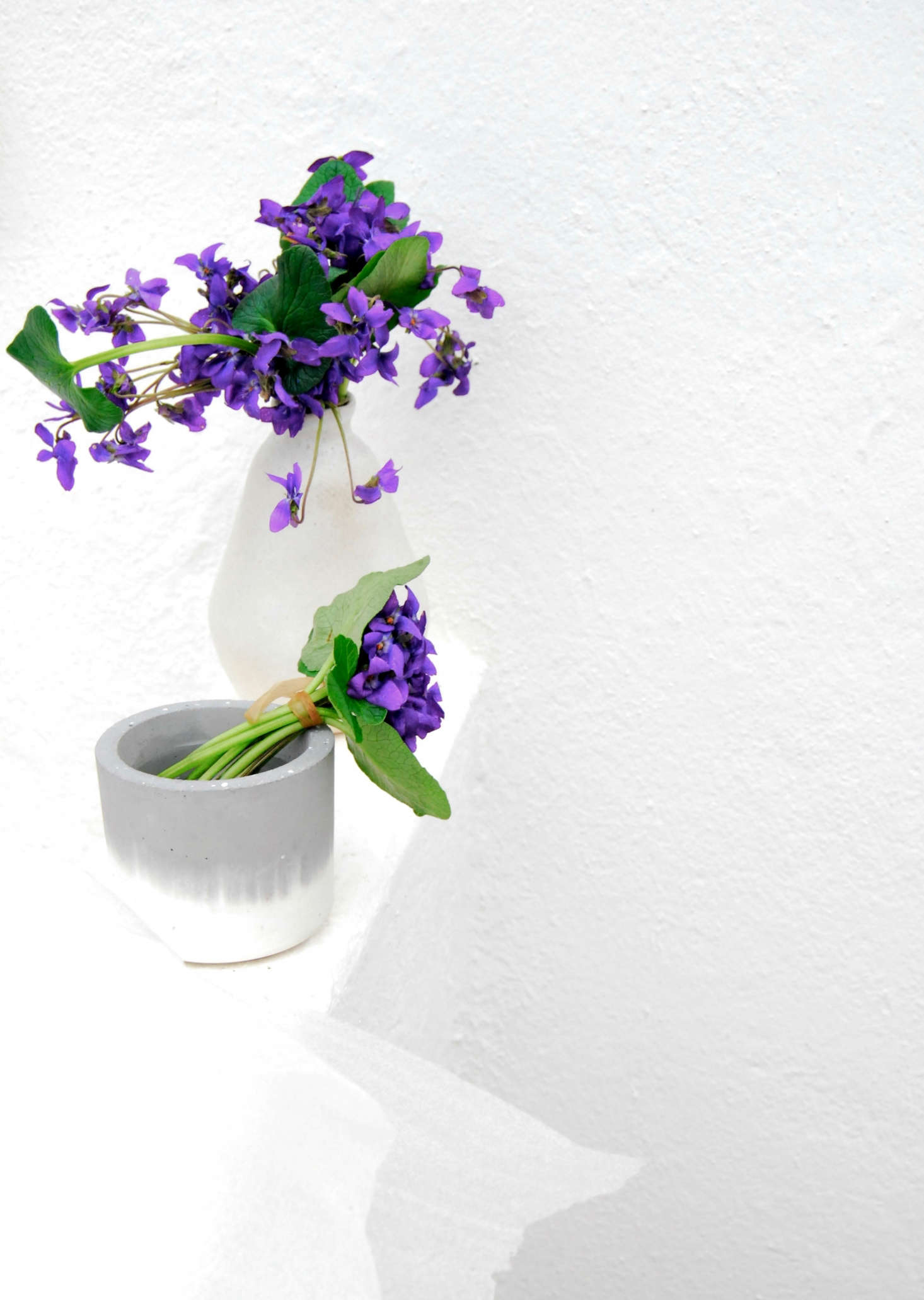 Additionally, I let another bouquet hang out in a modern cement vase, with a hint of gray.