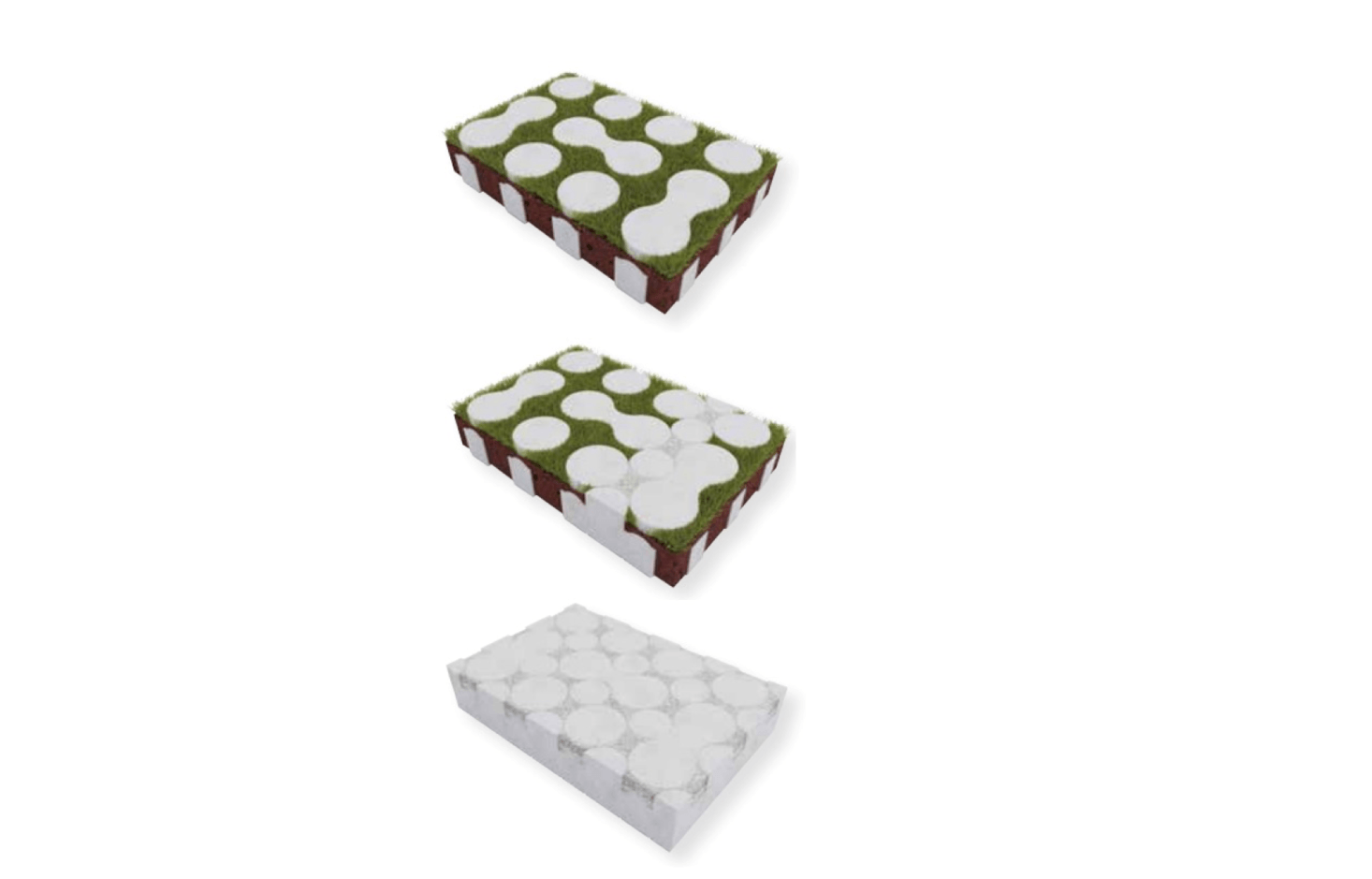 Designed by Swiss-based Atelier Oï, Lunix Lawn Pad paver blocks from Godelmann have “very wide joints that promote vegetation growth even in dry weather,” notes distributor Creabeton Matériaux. Suitable for use with turf grass or gravel, each 20.5-inch-long paver is 55 CHF ($55.99 USD) from Creabeton Matériaux.