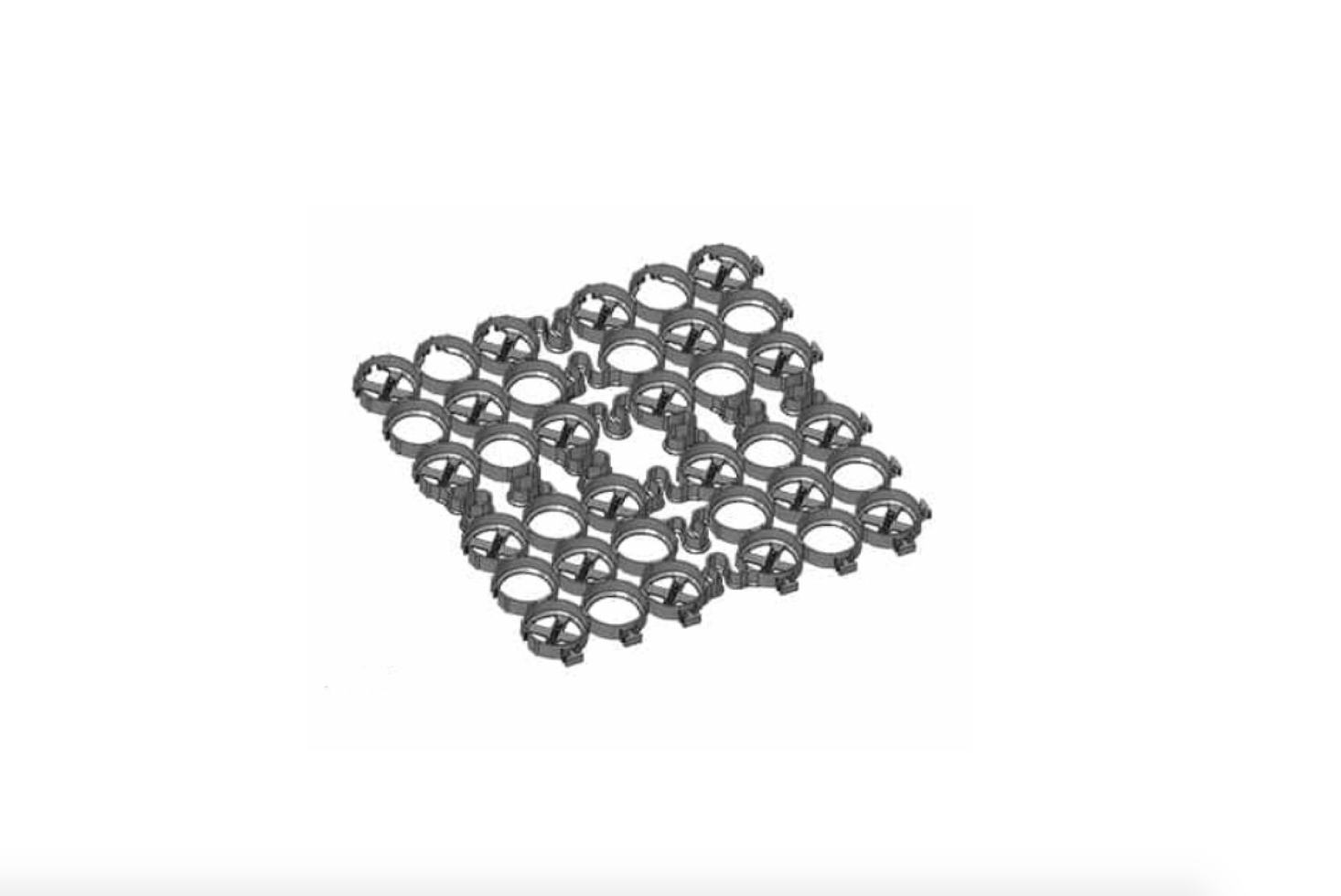 From Truegrid, an Eco Paver made of recycled plastic with interlocking connectors can be cut and shaped to fit around curves and trees; $2.07 each from Truegrid.