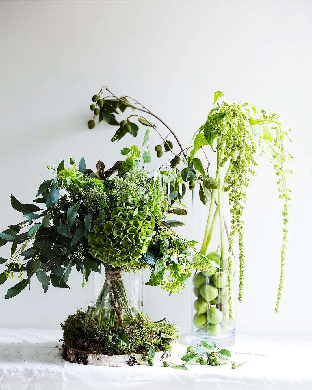 Shades of chartreuse, with hydrangeas, amaranth, Queen Anne
