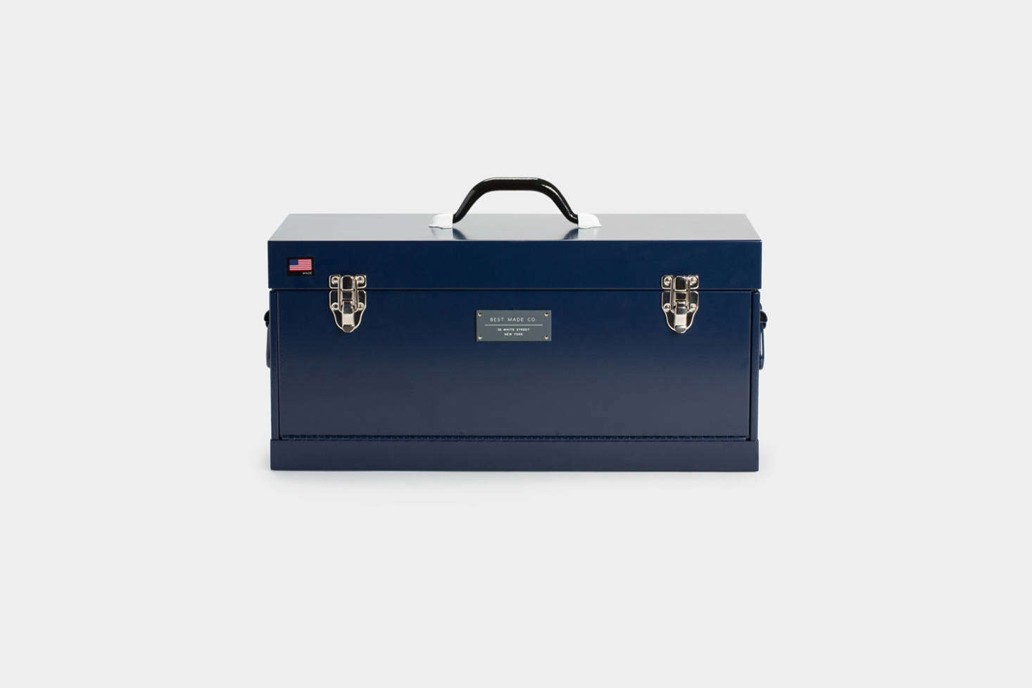 The Best Made Co. Front Loading Toolbox in red, matte black, or navy (shown) is a larger version of the -inch Best Made toolbox featured above. This one is $8 at Best Made Co.
