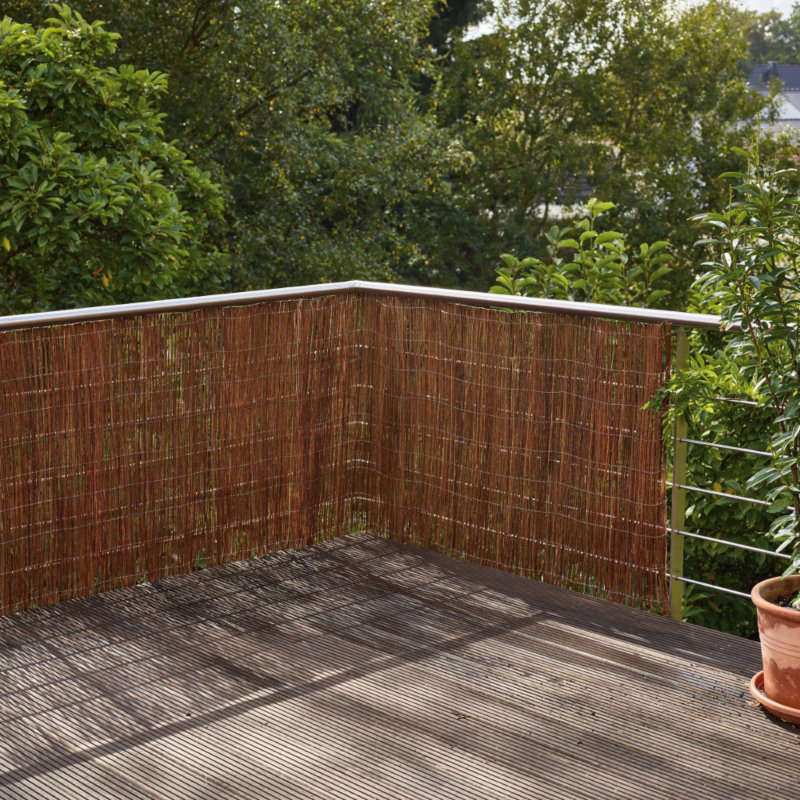 A balcony screen but notable for using with a slatted fence as well. The Manufactum Willow Balcony Screen is €48.