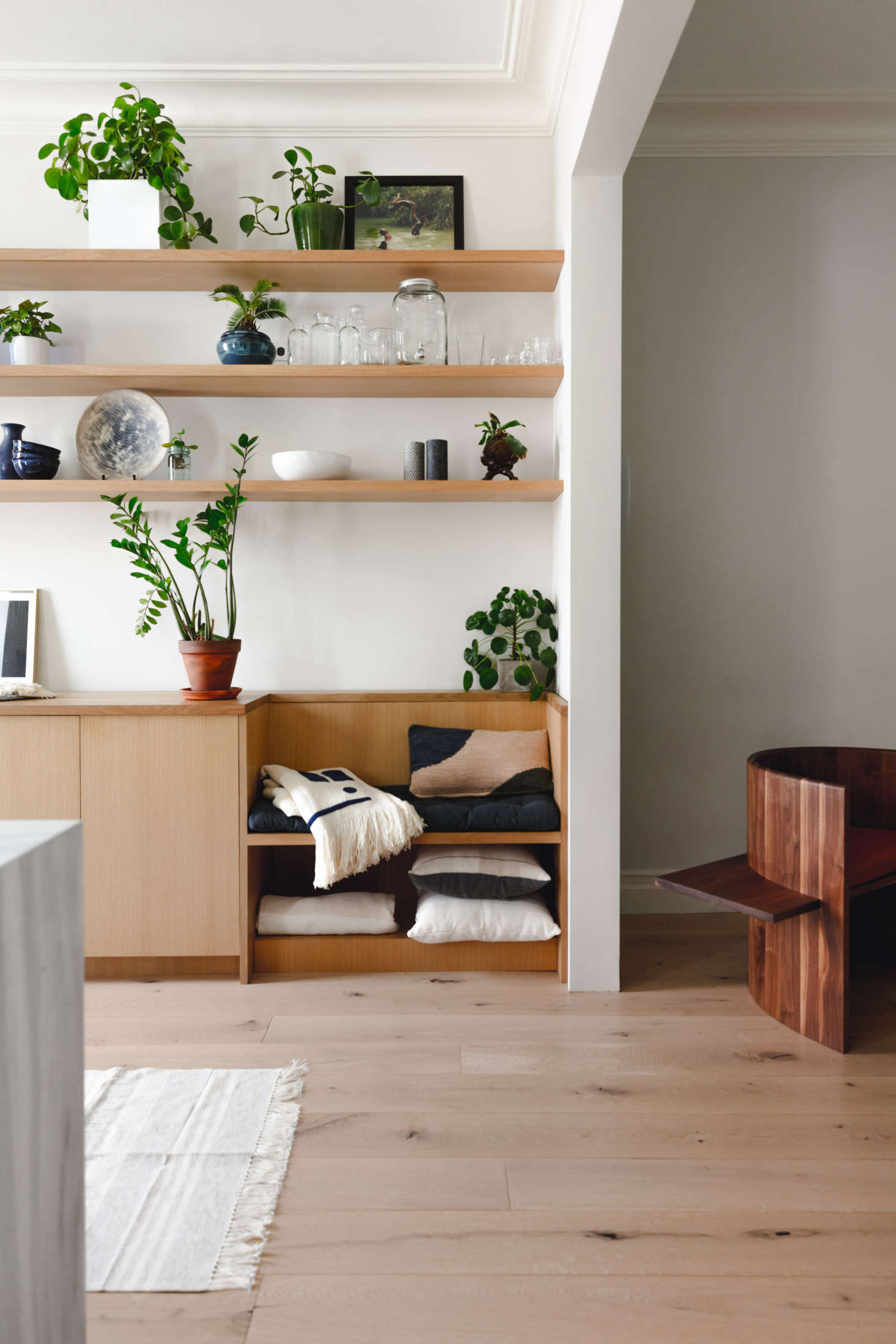 Photograph by Hagan Hinshaw of Blurry Hinge, courtesy of Shapeless Studio, from Kitchen of the Week: A Brooklyn Kitchen Designed Around the Keywords “Social” and “Minimal but Warm,”